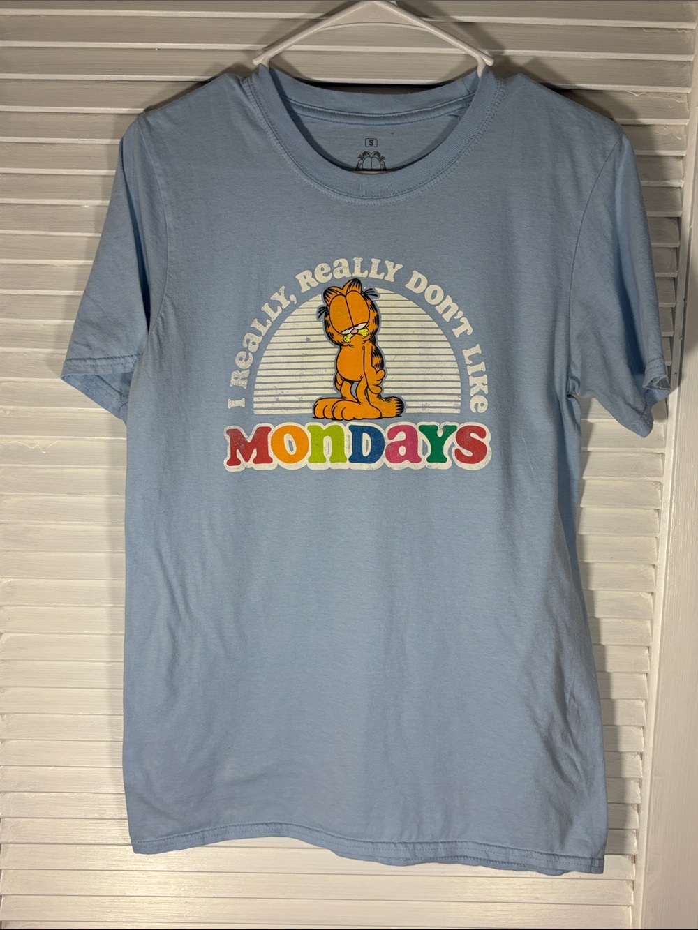 Ripple Junction Light Blue Garfield "I Really, Really Don't Like Mondays" Tee